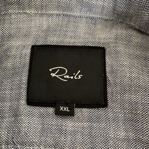Rails Men XXL Navy Chambray Wyatt Button Down Shirt Long Sleeve - Picture 3 of 6